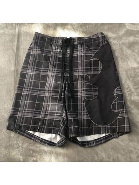Dc Comics Batman grey and black plaid swim trunk boys size small